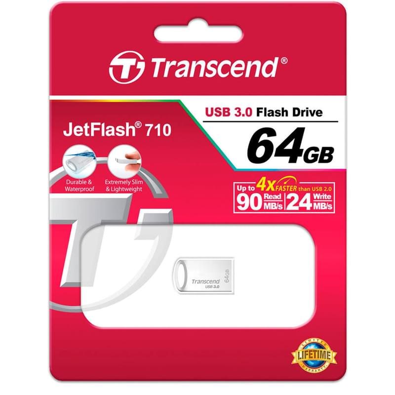USB Флешка 64GB Transcend JetFlash 710 Type-A 3.1 Gen 1 (3.0) Metal (TS64GJF710S) - фото #3, Technodom.kz