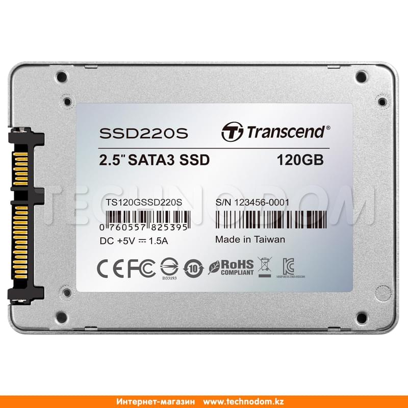Внутренний SSD 2.5" 7мм 120GB Transcend SSD220S, SATA-III TLC (TS120GSSD220S) - фото #1, Technodom.kz
