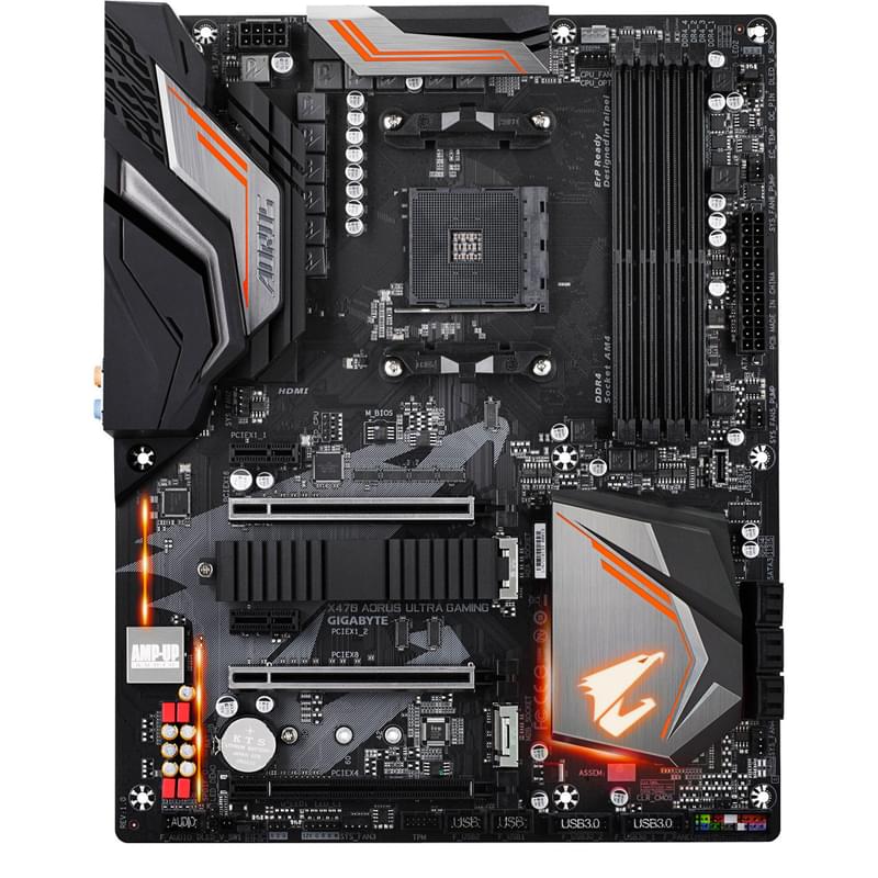 Материнская плата Gigabyte X470 AORUS Ultra Gaming AM4 4DDR4 PCI-E 3x16 2x1 (HDMI) ATX - фото #0, Technodom.kz