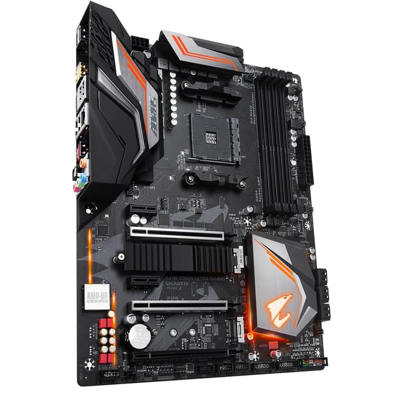 Материнская плата Gigabyte X470 AORUS Ultra Gaming AM4 4DDR4 PCI-E 3x16 2x1 (HDMI) ATX - фото #1, Technodom.kz