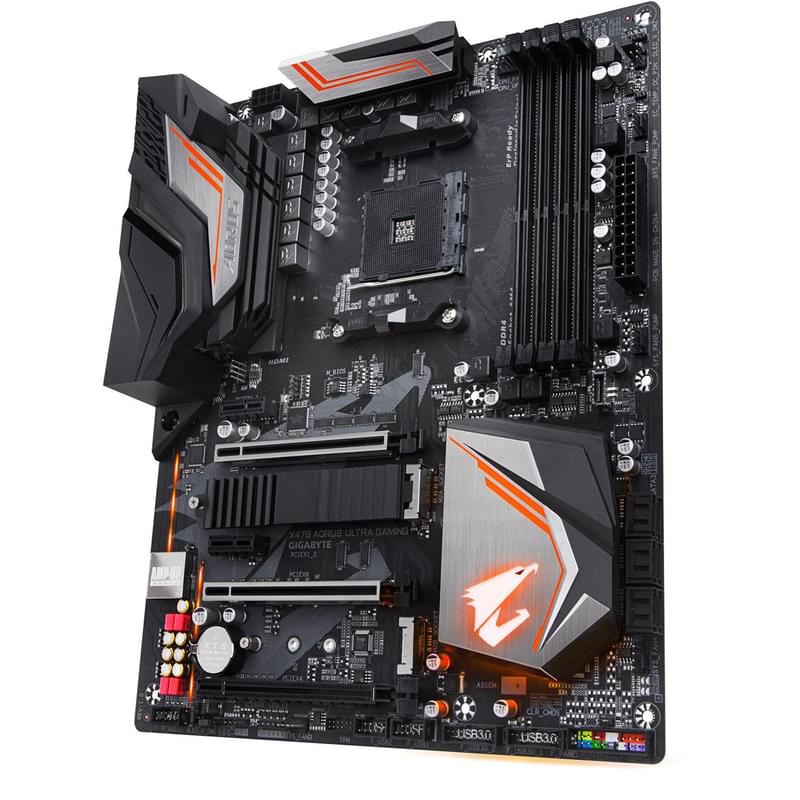 Материнская плата Gigabyte X470 AORUS Ultra Gaming AM4 4DDR4 PCI-E 3x16 2x1 (HDMI) ATX - фото #2, Technodom.kz