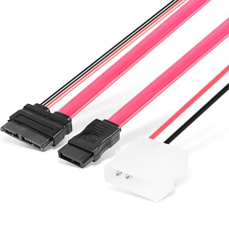 Интерфейсный кабель, SATA, Slim DVD, 7+ 6pin, для Slim DVD, +2 pin кабель питания, 40 см, Красный - фото #0, Technodom.kz