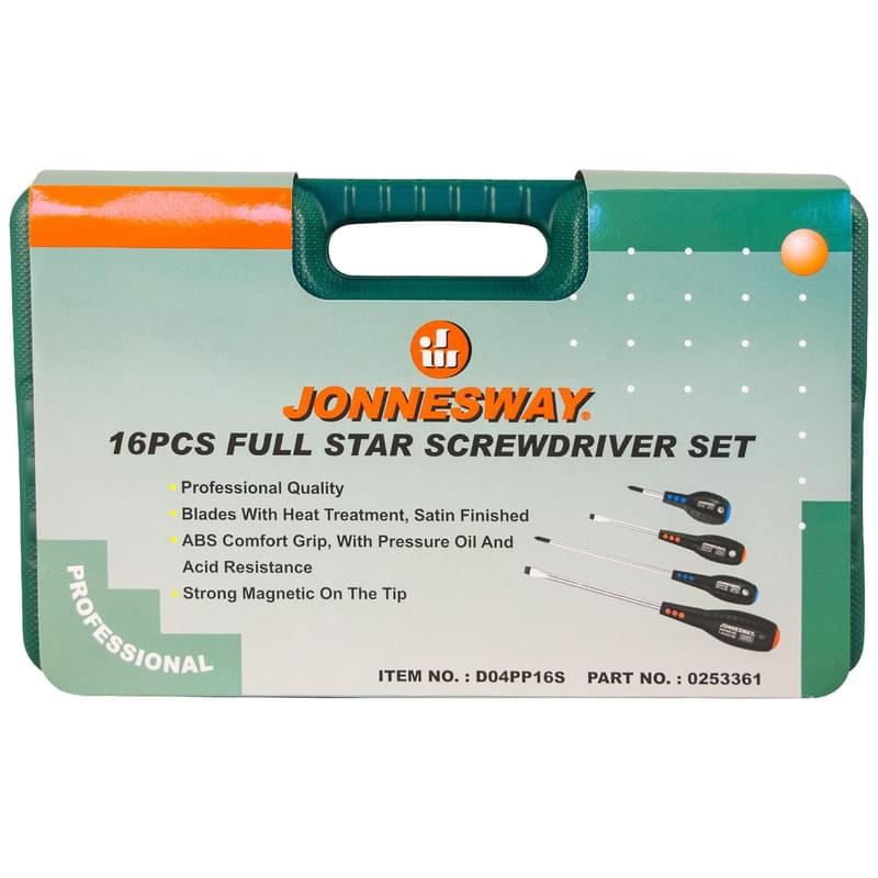 Набор отверток стержневых FULL STAR 16 предметов (D04PP16S) Jonnesway - фото #1, Technodom.kz Набор отверток стержневых FULL STAR 16 предметов (D04PP16S) Jonnesway - фото #1, Technodom.kz