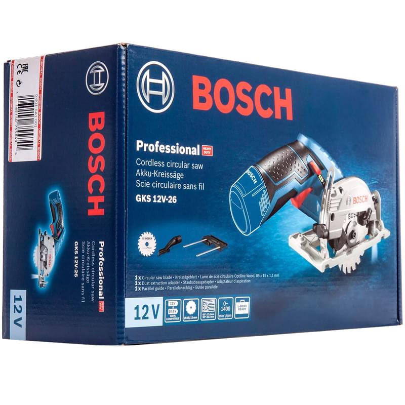 Циркулярная (дисковая) пила аккумуляторная Bosch GKS 12V-26 без акк (06016A1001) - фото #2, Technodom.kz