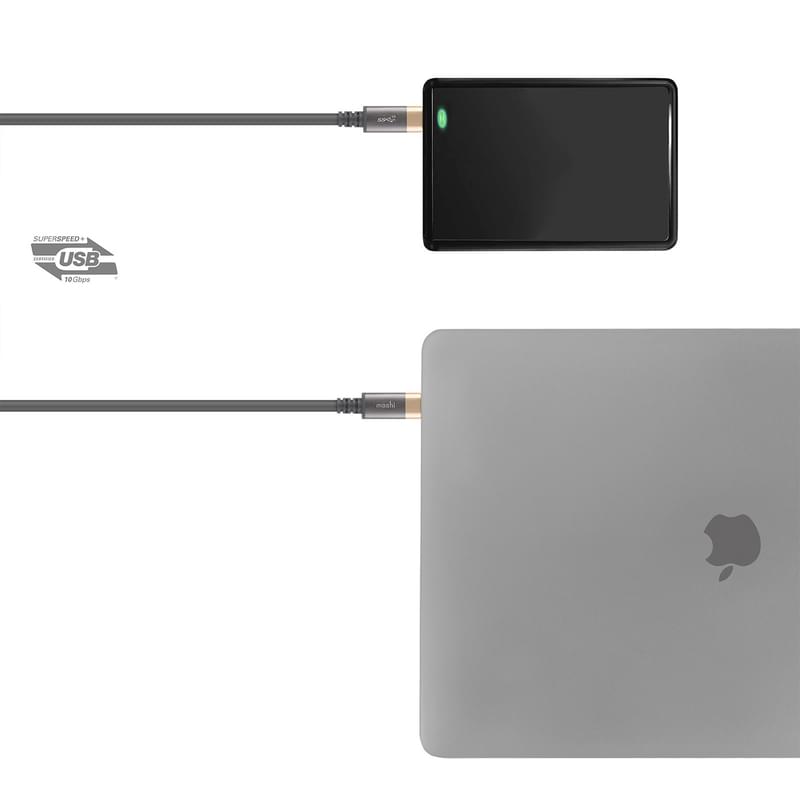 Кабель USB Type-C - USB Type-C, Moshi, 1м, Gray/Gold (99MO084031) - фото #2, Technodom.kz