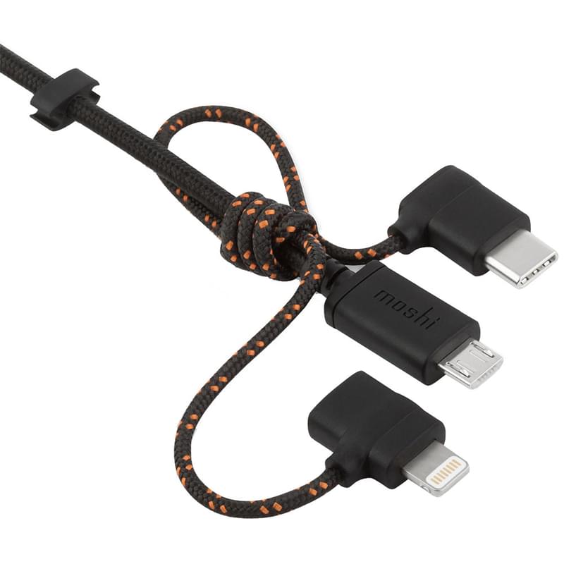 USB 2.0 Әмбебап кабелі - Lightning/MicroUSB/Type-C, Moshi, 1м, Black (99MO023047) - фото #0, Technodom.kz