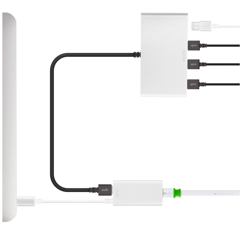 Адаптер USB Type-C to Ethernet Adapter, RJ-45, до 1000 Мбит/с, Silver (99MO084203) - фото #4, Technodom.kz