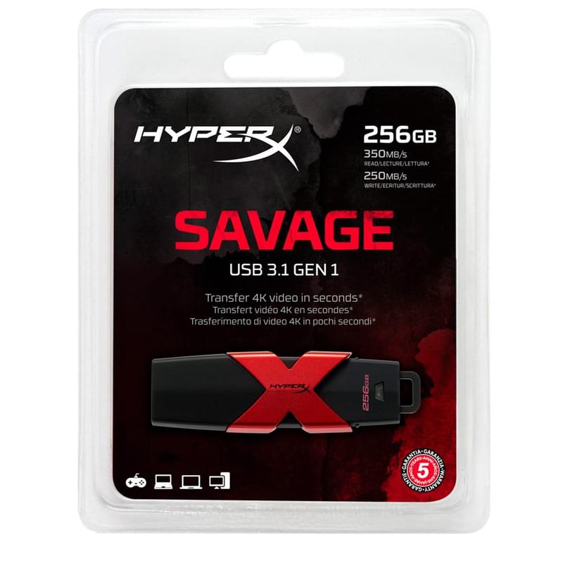 Флеш накопитель USB 256GB Kingston HyperX Savage, 3.1, Black (HXS3/256GB) - фото #3, Technodom.kz Флеш накопитель USB 256GB Kingston HyperX Savage, 3.1, Black (HXS3/256GB) - фото #3, Technodom.kz