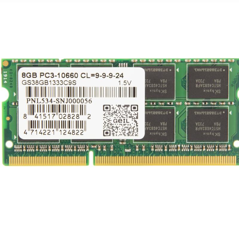 Оперативная память DDR3 SO-DIMM 8GB/1333MHz PC3-10600 Geil (GS38GB1333C9S) - фото #1, Technodom.kz Оперативная память DDR3 SO-DIMM 8GB/1333MHz PC3-10600 Geil (GS38GB1333C9S) - фото #1, Technodom.kz