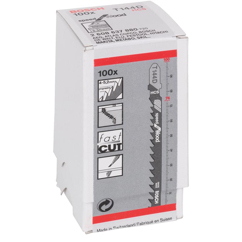Набор из 100 лобзиковых пилок Bosch T 144 D, HCS (2608637880) - фото #1, Technodom.kz
