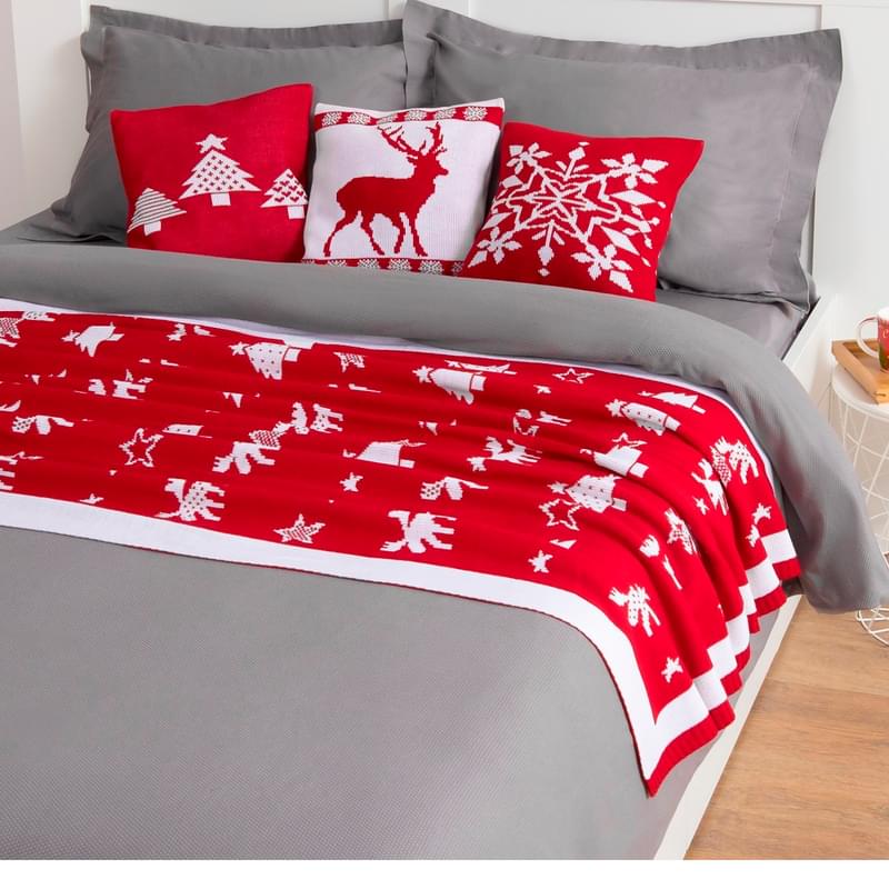 Вязаный плед Этель «Новогодний орнамент», 110 × 140 см, полиэстер 100 % - фото #0, Technodom.kz