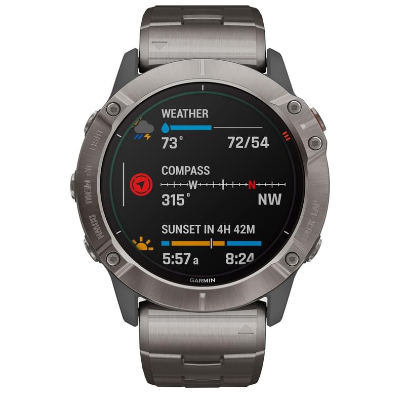 Смарт-часы Garmin Fenix 6X Pro Solar Titanium with Titanium Band - фото #1, Technodom.kz