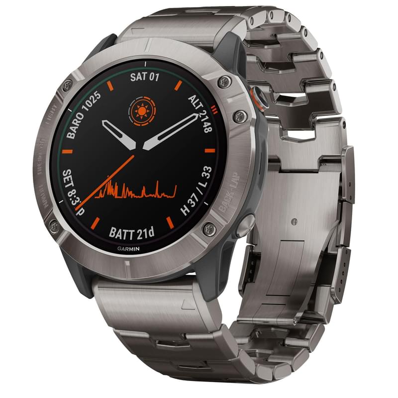 Смарт-часы Garmin Fenix 6X Pro Solar Titanium with Titanium Band - фото #2, Technodom.kz