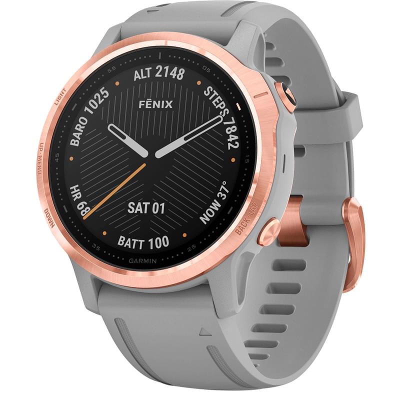 Смарт часы Garmin Fenix 6S Sapphire Rose Gold with Gray Band - фото #0, Technodom.kz