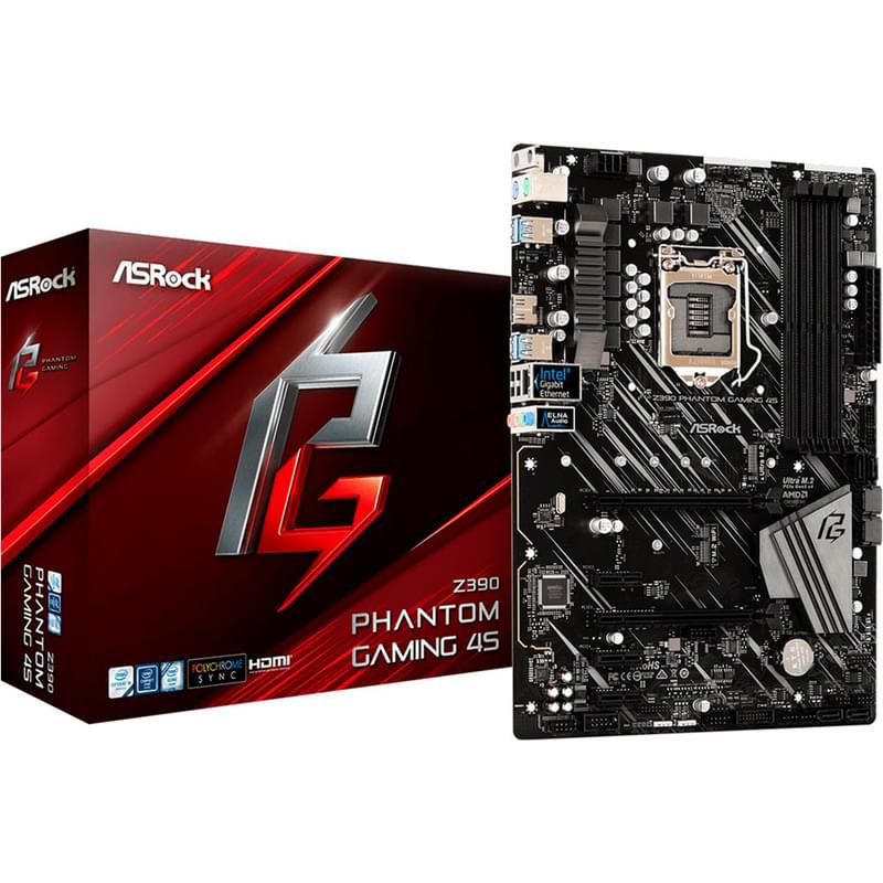 Материнская плата ASRock Z390 PHANTOM Gaming 4S LGA1151 4DDR4 PCI-E 3x1 (HDMI) ATX - фото #4, Technodom.kz