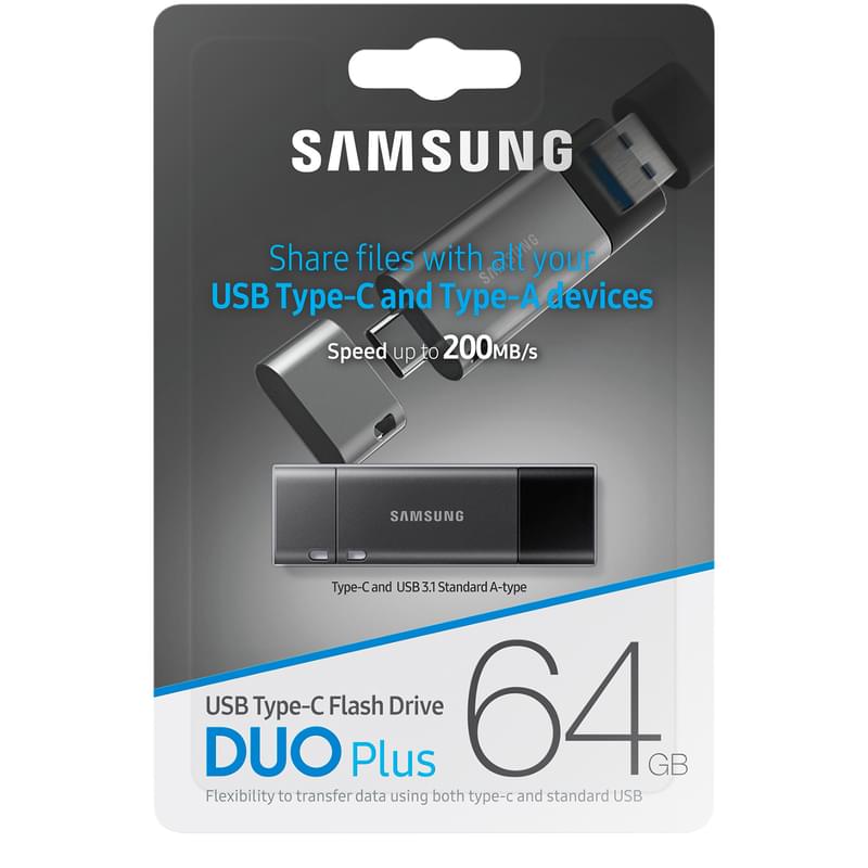 USB Флешка 64GB Samsung Duo Plus Type-A/C 3.1 Gen 1 (3.0) OTG Grey (MUF-64DB/APC) - фото #10, Technodom.kz