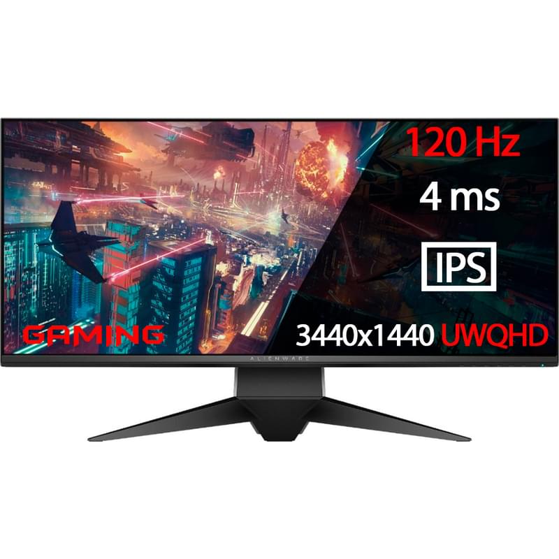 Монитор Игровой 34.1" Dell Alienware AW3418DW 3440x1440 21:9 IPS 120ГЦ (HDMI+DP) Black - фото #0, Technodom.kz