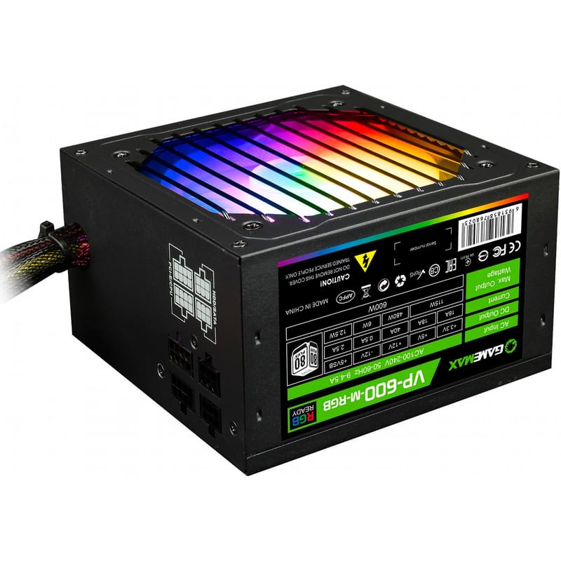 Блок питания 600W GameMax VP-600-M-RGB ATX 20+4pin, 4+4pin (VP-600-M-RGB) - фото #0, Technodom.kz