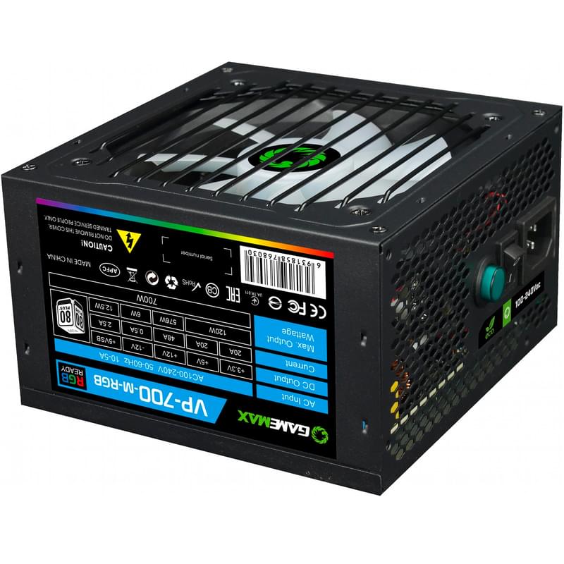 Блок питания 700W GameMax VP-700-M-RGB ATX 20+4pin, 4+4pin (VP-700-M-RGB) - фото #1, Technodom.kz