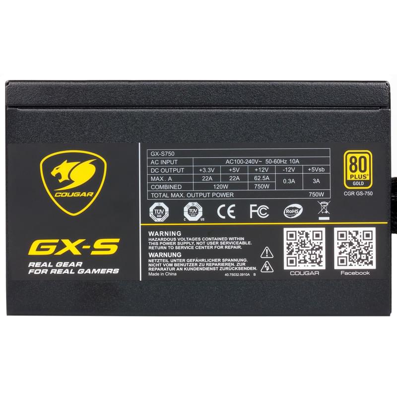 Cougar GX-S750 ATX 20 Қуат блогы 750W+4pin, 4+4pin (GX-S750) - фото #2, Technodom.kz