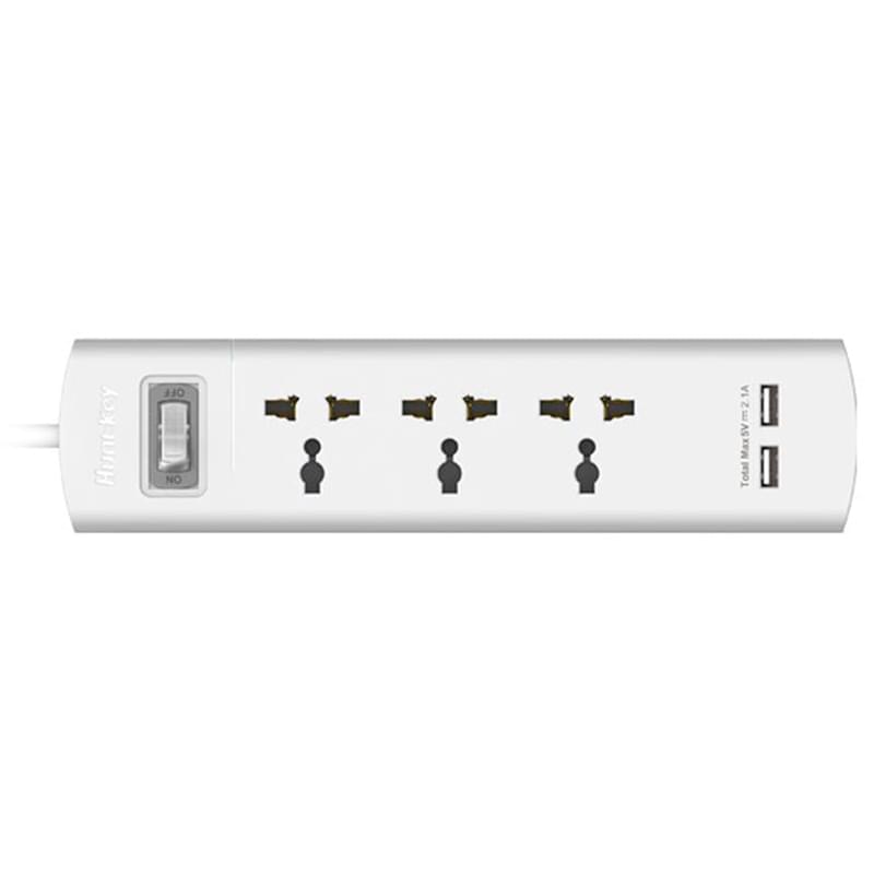 Сетевой фильтр Huntkey, 3 роз, 2*USB, 1,5м, White (SZM307) - фото #1, Technodom.kz