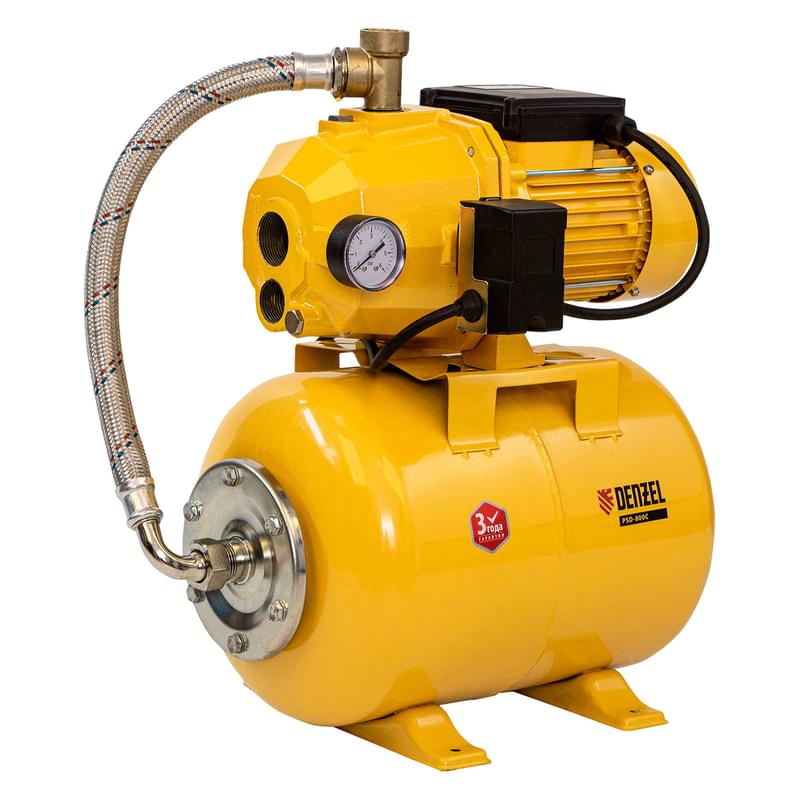 Насосная станция эжекторная PSD800C, 800 Вт, 2400 л/ч, ресивер 24 л, всасывание 20 м Denzel - фото #0, Technodom.kz