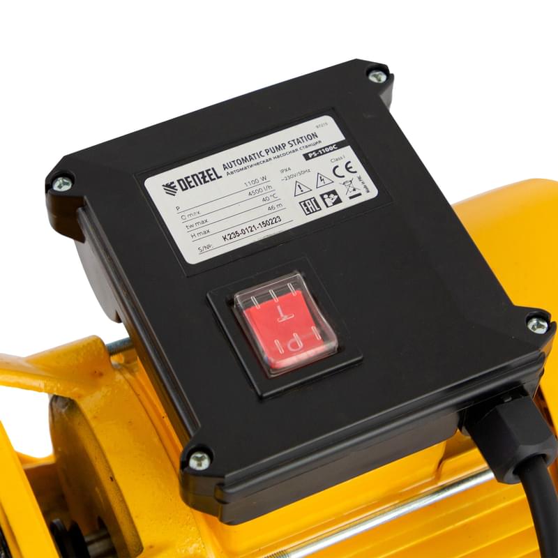 Насосная станция PS1100С, 1100 Вт, 4500 л/ч, ресивер 24 л, подъем 46 м, чугун Denzel - фото #1, Technodom.kz