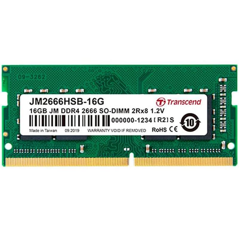 Transcend Жедел жадысы DDR4 SODIMM 16GB/2666Mhz PC4-21333 JM2666HSB-16G - фото #0, Technodom.kz