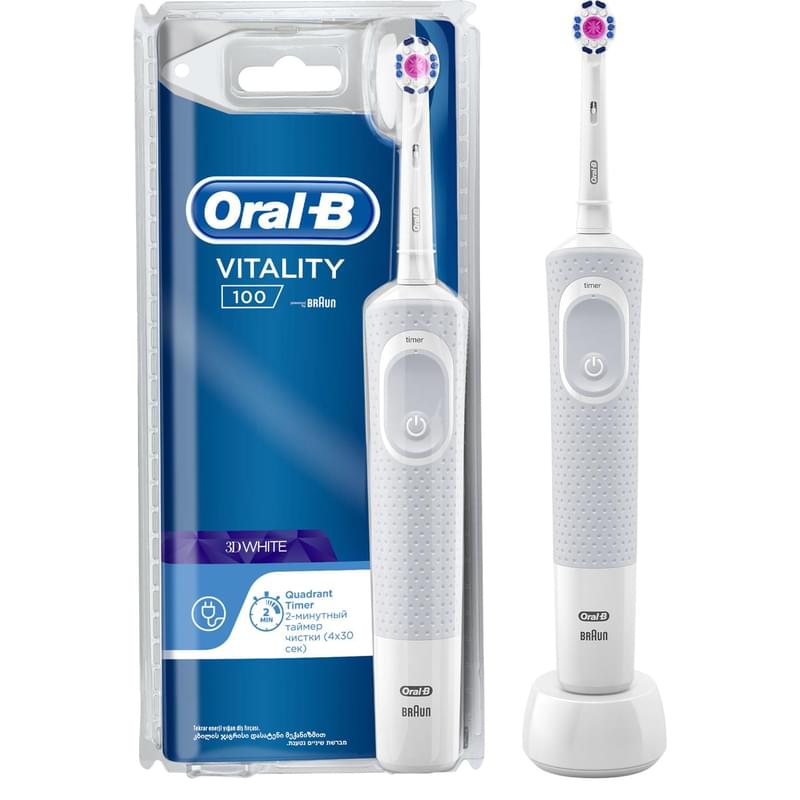 Электрическая зубная щётка Oral-B Vitality D100, белая - фото #0, Technodom.kz