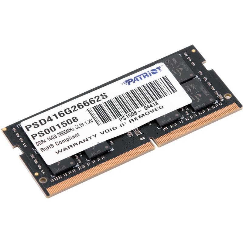 Оперативная память DDR4 SODIMM 16GB/2666MHz PC-21300 PATRIOT (PSD416G26662S) - фото #2, Technodom.kz