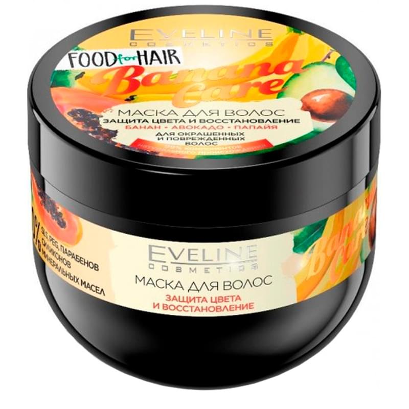 Маска д/волос BANANA CARE защита цвета и восстановление серии FOOD for HAIR Eveline Cosmetics 500мл - фото #0, Technodom.kz