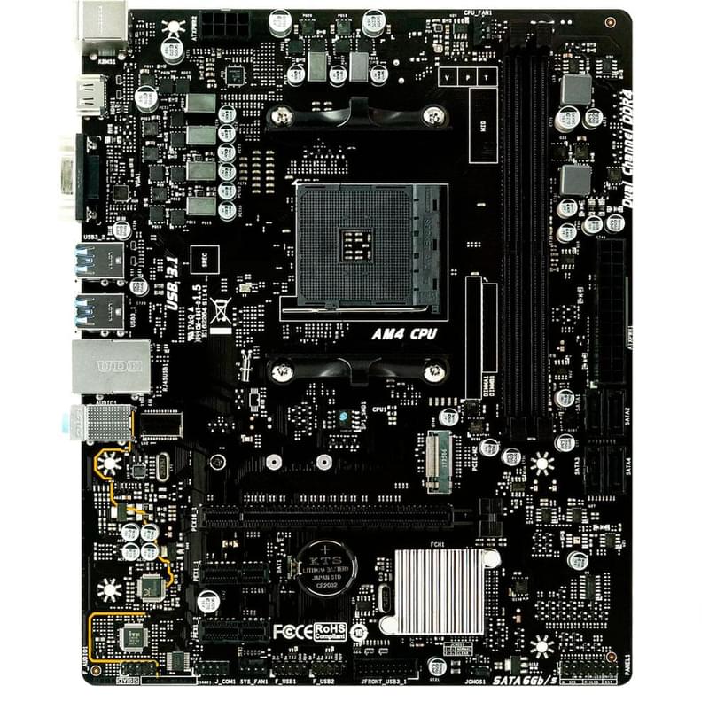 Материнская плата Biostar B45M2 B350 AM4 2DDR4 PCI-E 3x16 2x1 (HDMI+VGA) mATX - фото #0, Technodom.kz