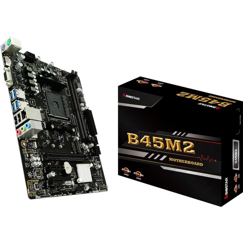 Материнская плата Biostar B45M2 B350 AM4 2DDR4 PCI-E 3x16 2x1 (HDMI+VGA) mATX - фото #3, Technodom.kz