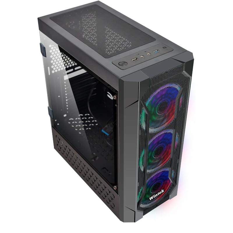 ПК корпус Wintek Rainbow K106 MidTower, window, Black ATX (K106) - фото #1, Technodom.kz
