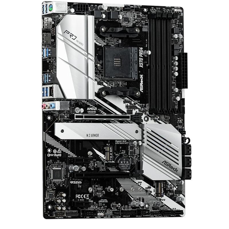 Материнская плата ASRock X570 PRO4 AM4 4DDR4 PCI-E 2x16 2x1 (HDMI+DP) ATX - фото #1, Technodom.kz