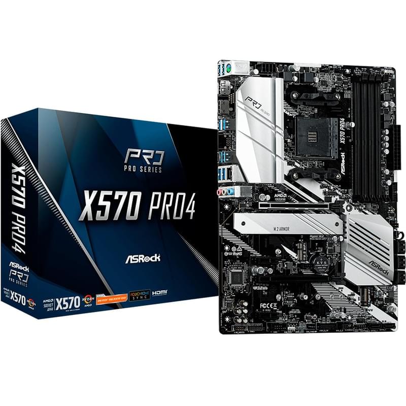 Материнская плата ASRock X570 PRO4 AM4 4DDR4 PCI-E 2x16 2x1 (HDMI+DP) ATX - фото #4, Technodom.kz