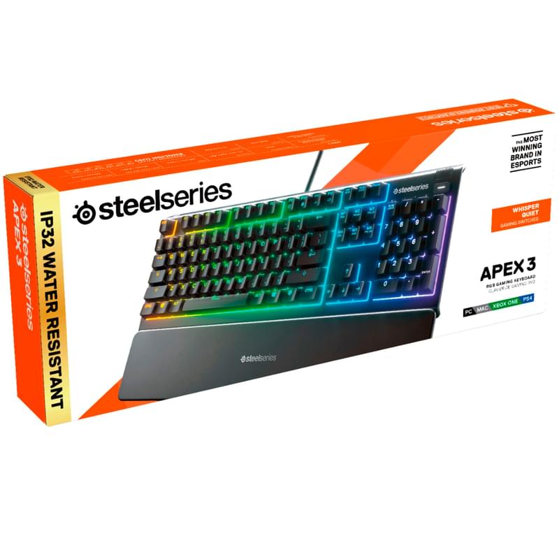 Клавиатура игровая проводная USB SteelSeries Apex 3 RGB - фото #5, Technodom.kz