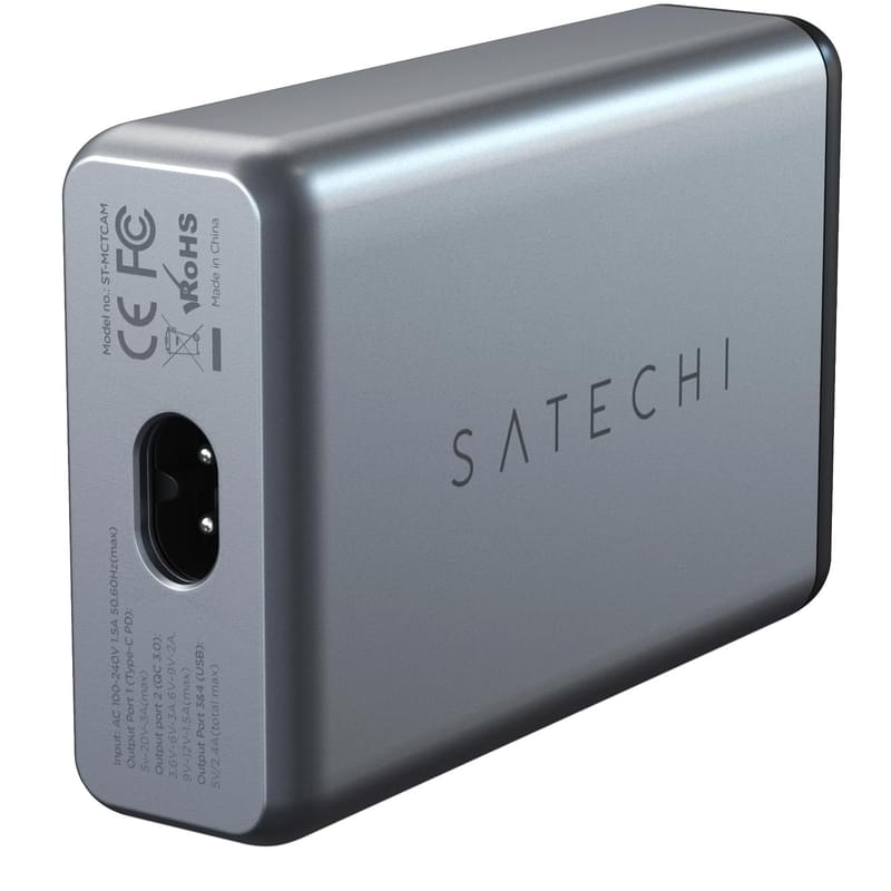 Сетевое зарядное устройство 3*USB QC 3.0, 1*USB Type-C 3A PD (60W), Satechi, Серый (ST-MCTCAM) - фото #4, Technodom.kz