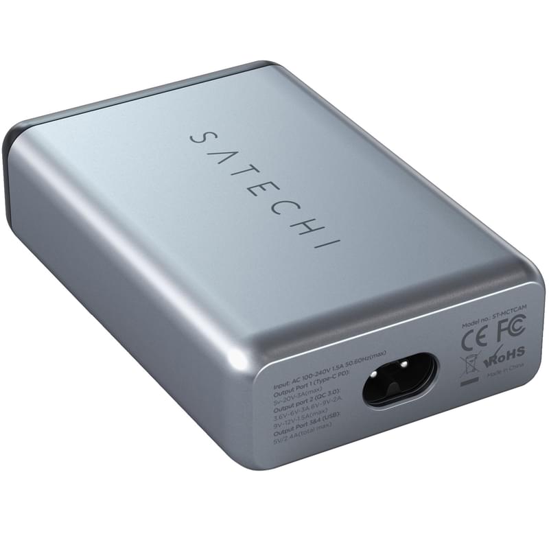 Сетевое зарядное устройство 3*USB QC 3.0, 1*USB Type-C 3A PD (60W), Satechi, Серый (ST-MCTCAM) - фото #5, Technodom.kz