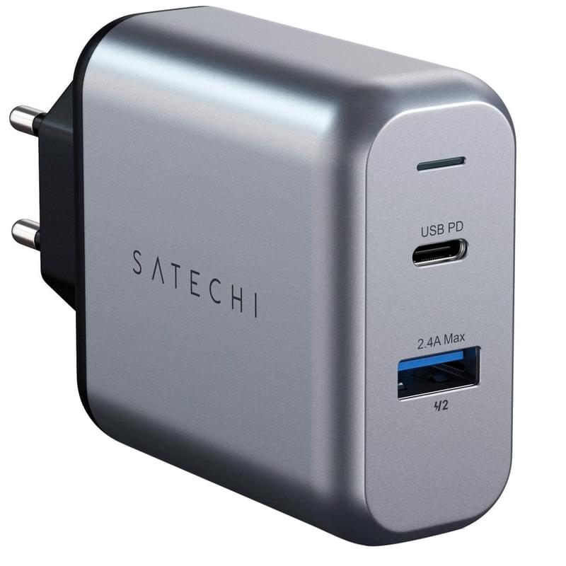 Сетевое зарядное устройство 1*USB 2.4A, 1*USB Type-C 3A PD (18W), Satechi, Серый (ST-MCCAM-EU) - фото #0, Technodom.kz