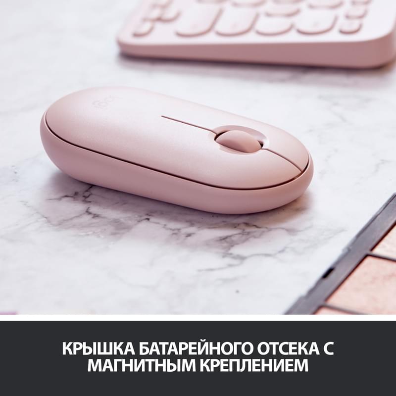 Мышка беспроводная USB/BT Logitech Pebble M350, Rose - фото #7, Technodom.kz