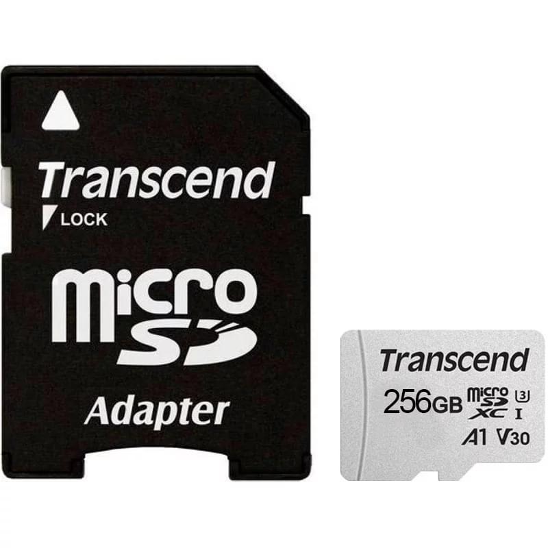 MicroSD 256GB Transcend Жады картасы, TLC, UHS-I, U3, A1, 95MB/s дейін + SD Adapter (TS256GUSD300S-A) - фото #0, Technodom.kz