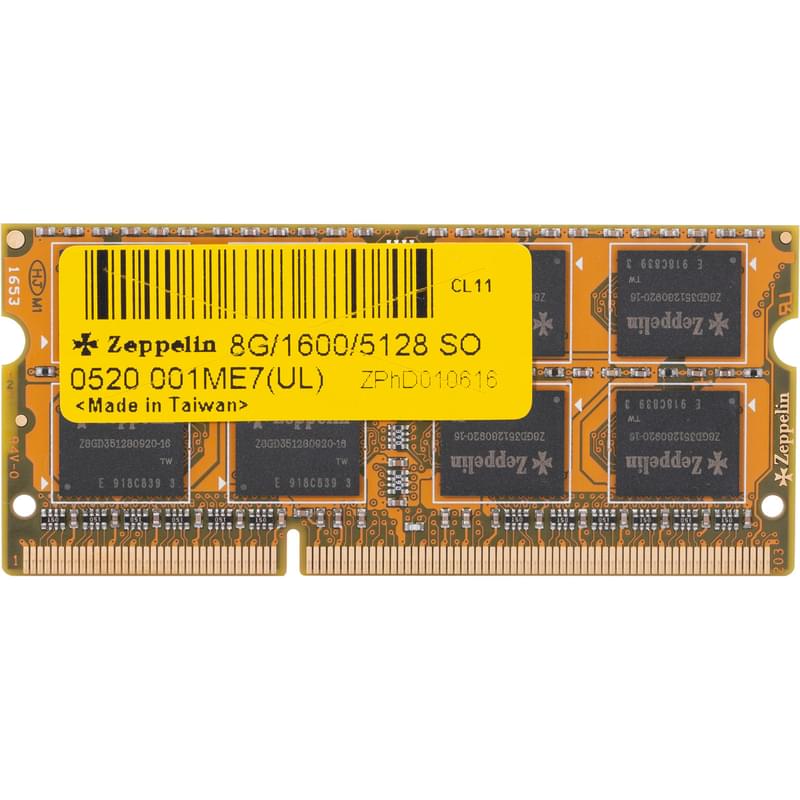 Оперативная память DDR3 SODIMM 8GB/1600MHz PC-12800 Zeppelin (Z 8G/1600/5128 SO) - фото #0, Technodom.kz