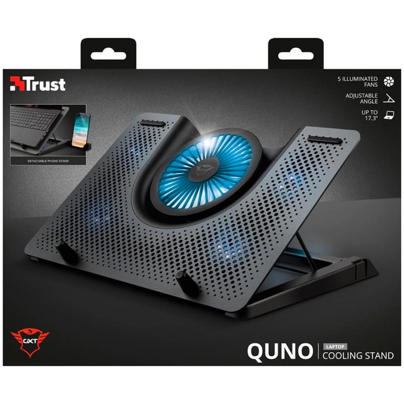 Охлаждающая подставка для ноутбука Trust GXT 1125 Quno до 17.3", Чёрный - фото #6, Technodom.kz