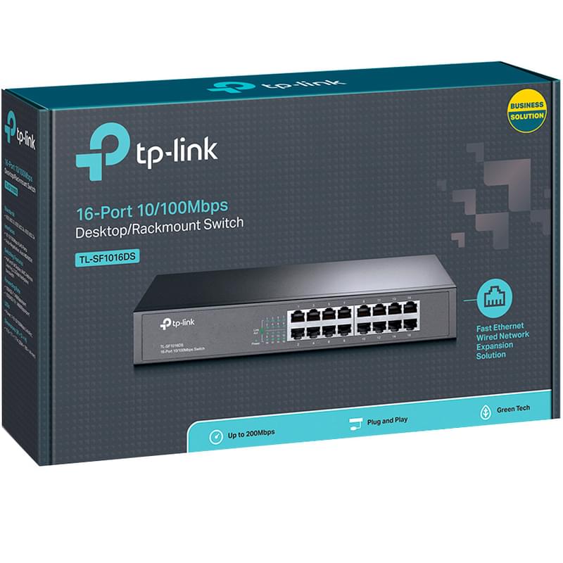 Настольный/Стоечный коммутатор, TP-Link TL-SF1016DS, 16 портов 10/100 Mbps (TL-SF1016DS) - фото #3, Technodom.kz