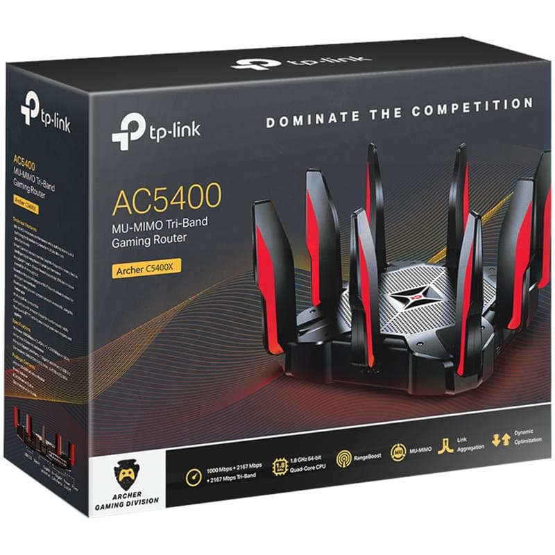 Беспроводной маршрутизатор, TP-Link Archer C5400X, Gaming, 8 портов, до 5400Mbps (Archer C5400X) - фото #3, Technodom.kz