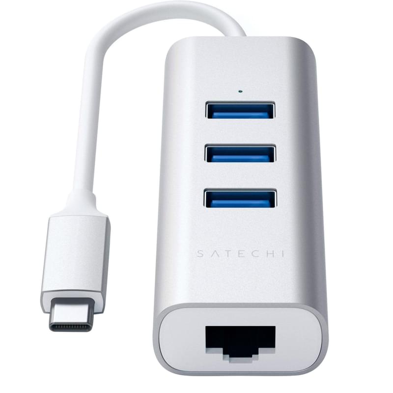 Концентратор Type-C, 3*USB 3.0, 1*Ethernet, Satechi, Серебро (ST-TC2N1USB31AS) - фото #2, Technodom.kz
