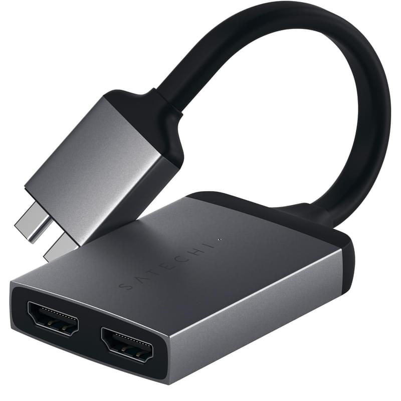 Адаптер Type-C Dual для Macbook, 1*Type-C PD (60W), 2*HDMI, Satechi, Серый (ST-TCDHAM) - фото #0, Technodom.kz