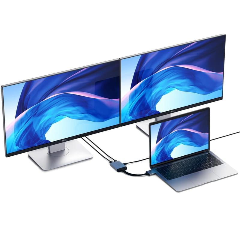 Адаптер Type-C Dual для Macbook, 1*Type-C PD (60W), 2*HDMI, Satechi, Серый (ST-TCDHAM) - фото #10, Technodom.kz