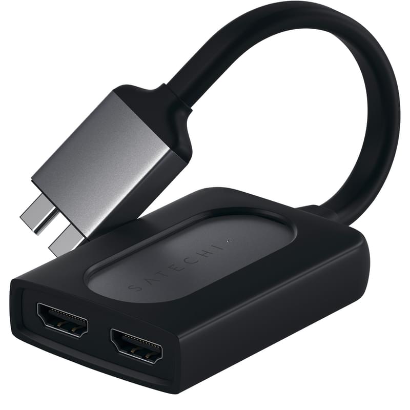 Адаптер Type-C Dual для Macbook, 1*Type-C PD (60W), 2*HDMI, Satechi, Серый (ST-TCDHAM) - фото #1, Technodom.kz